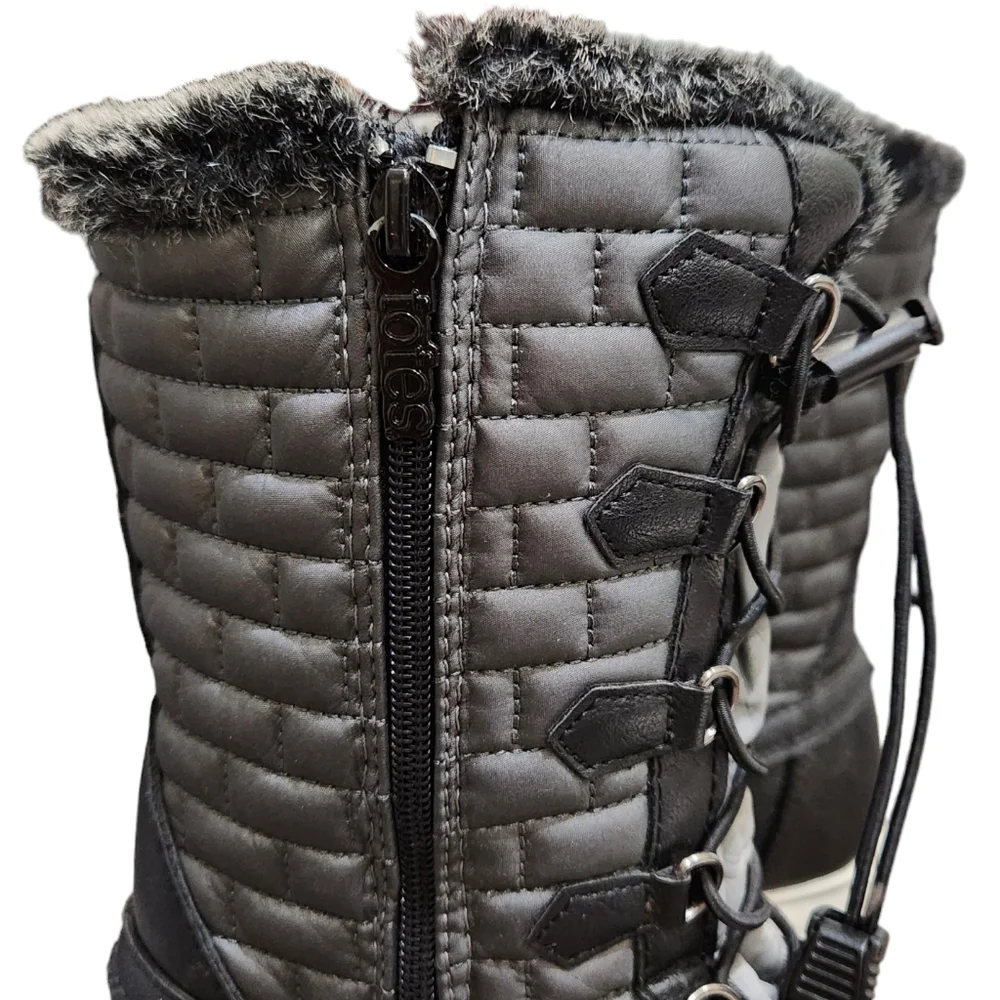 Totes Adventure Gear Snow Winter Boots Black Waterproof Adjustable Strings 6